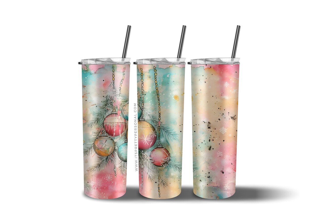 #839 CLEAR- 20oz -Pastel Christmas Winter 9.4" x 8" Pattern Vinyl Wrap